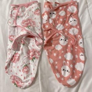 Bublo Baby (2) baby girl swaddlers, 0-3 mos (7-14 lbs)